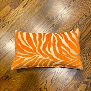 Decorative Pillow - Orange zebra print down insert